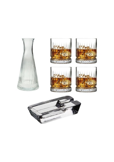 Elysia 6 Parça Keyf Set - Paşabahçe Viski Bardağı - Karaf Şişe - Puro Küllüğü
