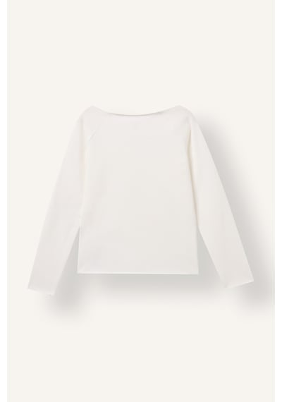 Defacto Slim Fit Büyük Yaka Reglan Uzun Kollu Basic Tişört Kız Çocuk I8377a826auer136 Ekru-er136