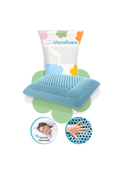 Viscofoam Air Terapi Hava Kanallı Ortopedik Yastık Visco Yastık Mavi 60x40x16cm