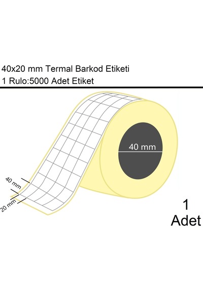 40x20 Mm Termal 4'lü Ürün Barkod Etiketi 5000'li Sarım 1 Rulo Etiket 1