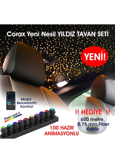 Animasyonlu Yıldız Tavan Uygulama Seti, Fiber Optik Aydınlatma Kurulum Kiti Çok Renkli