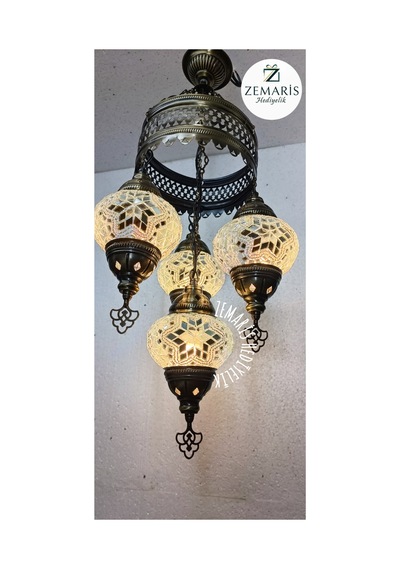 El Yapımı Otantik Mozaik Avize Beyaz - 807626339 Beyaz