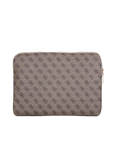 Guess Lisanslı 4g Desenli Üçgen Logolu 14 İnç Laptop Notebook Çantası Kahverengi
