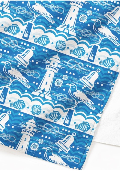 Deniz Feneri Marine Plaj Havlusu - Mavi Beyaz Nautical Havuz Banyo Hızlı Kuruyan Mikrofiber Havlu Kuru Yasemin