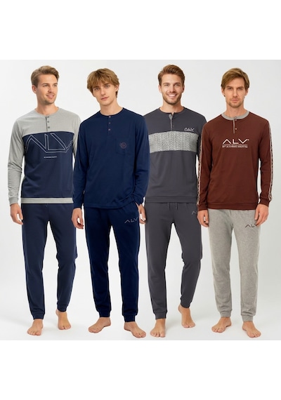 Bonbon Erkek Pamuklu Bohçalık Ve Çeyizlik 4 Adet 2'li Pijama Takımı Bb2241 Çok Renkli