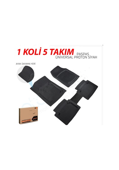 1 Koli 5 Takım Proton 4d Paspas Universal Havuzlu Kesilebilir Oto Paspas Takımı Siyah