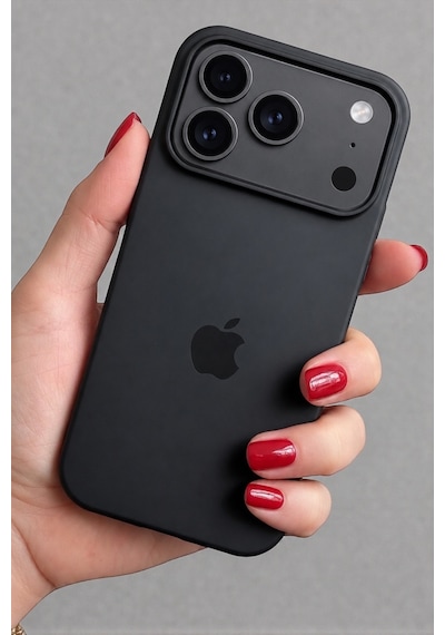 Iphone 17 Pro Max Uyumlu Kılıf Logolu Lansman Soft Yumuşak Içi Kadife Silikon Kapak Siyah