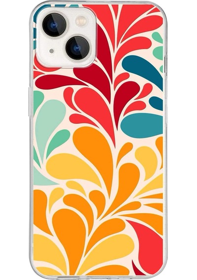 Apple Uyumlu iPhone 13 İle 1mm Slim Fit Retro Renkler 5 Baskılı Şeffaf Kılıf