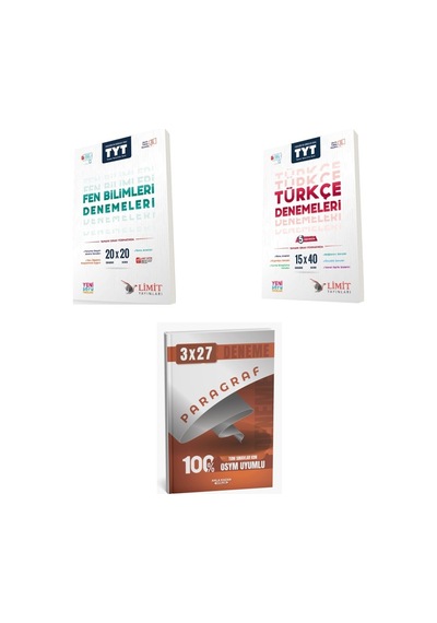 2027 Limit Tyt X Fen Bilimleri 20 20 + Türkçe 15 40 5 Aşamada Yeni Soru Tarzları İle Deneme + Ankapade 3'lü Set