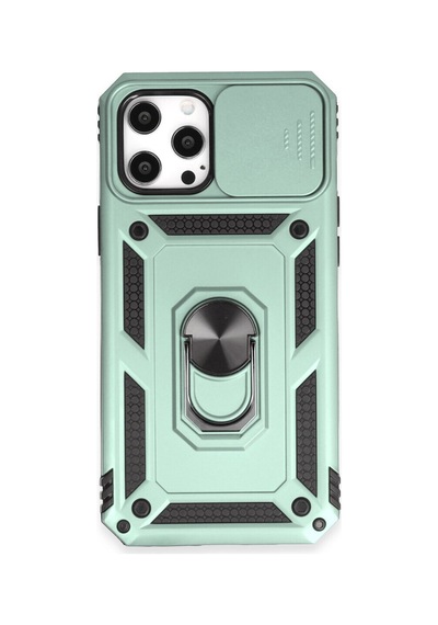 Apple  Uyumlu iPhone 12 Pro Max Kılıf Pars Lens Yüzüklü Silikon - Yeşil Renk Renk