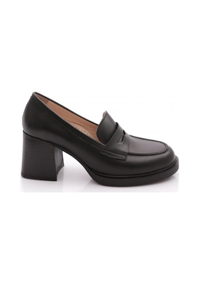 Dgn 361 Kadın Topuklu Loafer Ayakkabı Siyah