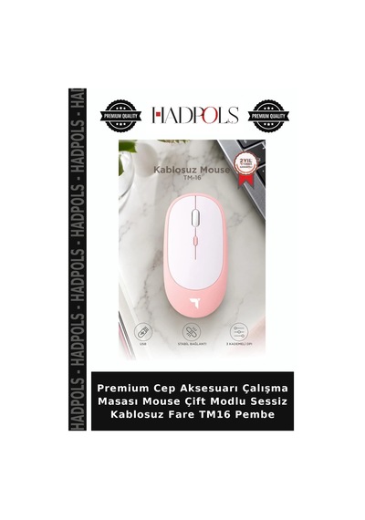 Premium Cep Aksesuarı Çalışma Masası Mouse Çift Modlu Sessiz Kablosuz Fare Tm16 Pembe