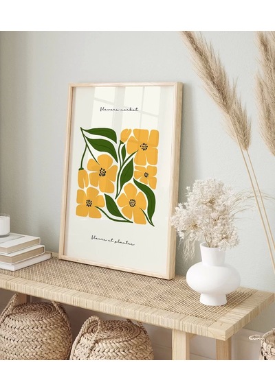 Çerçevesiz Poster Sarı Çiçek Deseni