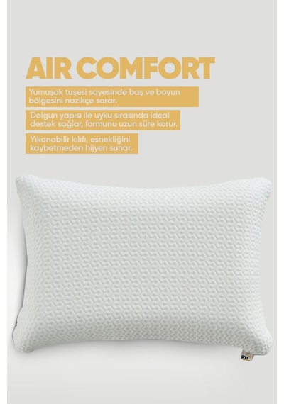 Rahat Uyku Yastığı - Air Comfort Cilt Dostu Anti Uv Ortopedik Visko Uyku Yastığı - Lüx Yumuşak Tuşe Beyaz