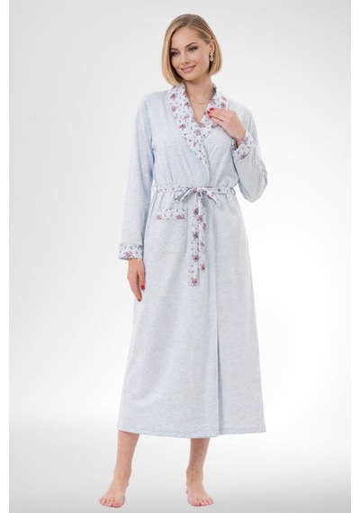 Mecit Pijama Mecit 6318 Mavi Büyük Beden Kadın Sabahlık Pijama Gecelik Set Mavi