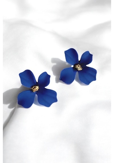 Kadın Lacivert Mini Çiçek Küpe Lacivert - 753147038 Lacivert