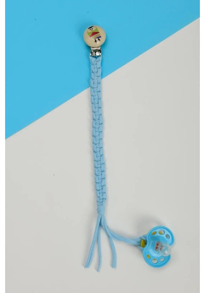 E&f Store El Örmesi Doğal Ahşap Emzik Askısı - Baykuş - Bebe Mavi Bebek Mavisi
