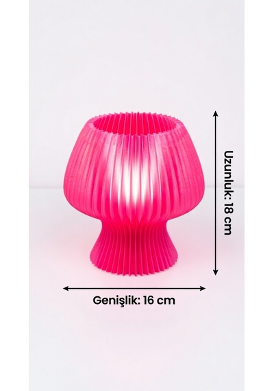 Akordeon Tasarım Masa Lambası - 3d Pleated Doku Dekoratif Gece Lambası Modern Ev Hediyesi Aydınlatma Pembe