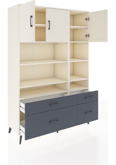 Hyperion Dolap 10 Raflı 4 Çekmeceli 3 Kapaklı 132x44x195 Aytaşı-aytaşı/antrasit Aytası/antrasıt