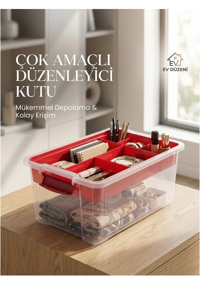 Ceritoğlu 6'lı Organizer Kutu-kilitli Kapak 1 Ceritoğlu 6'lı Organizer Kutu-kilitli Kapak Kırmızı