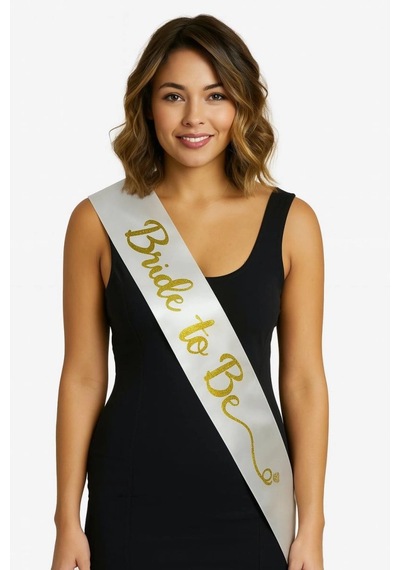 Beyaz Saten Üzerine El Yazısı İtalik Altın Bride To Be Kuşağı 10 Diğer