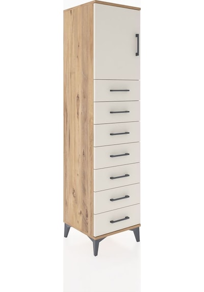 Hyperion Dolap Tek Raflı 7 Çekmeceli Tek Kapaklı 44x44x182 Çam-aytaşı Atlas Çam