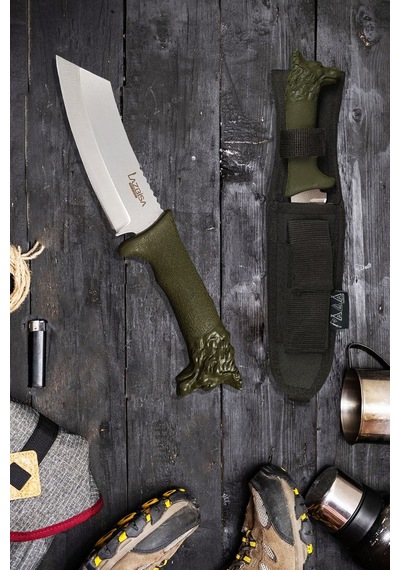 Outdoor Piknik Kamp Bıçağı Bıçak Kılıflı Mutfak Bıçağı Çakısı 026 Yeşil