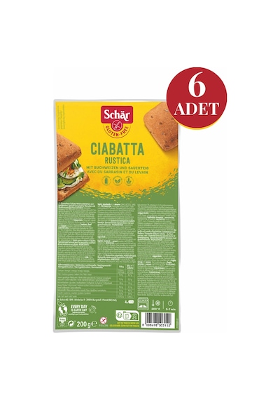 Schar Ciabattine Rustiche Glutensiz Esmer Ekmek 6 x 200 G