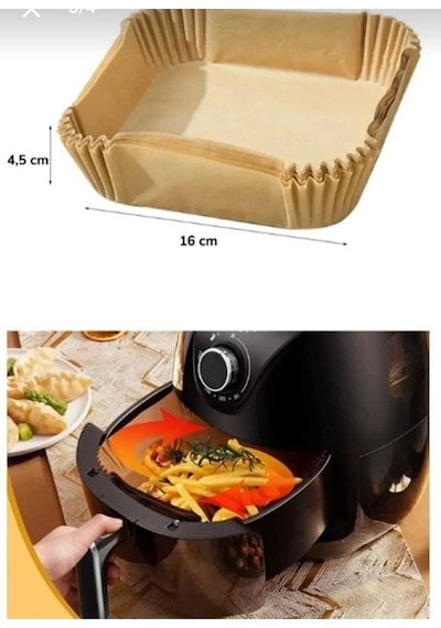 Air Fryer Pişirme Kağıdı Yağlı Kağıt Kare Kraft 16cm Kare Lüx Pişirme Kağıdı 50 Adet Kağıt Kahvereng Diğer