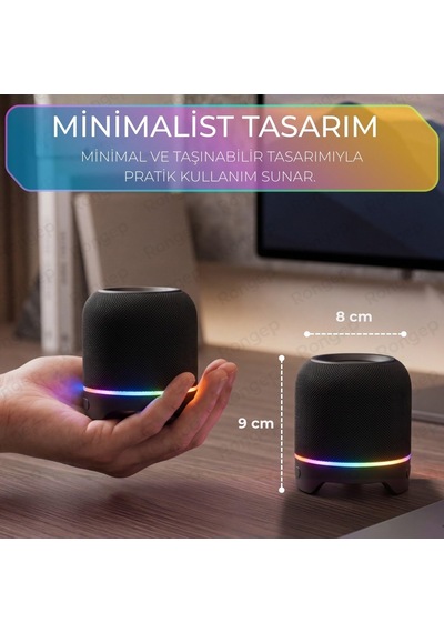 Taşınabilir Bluetooth Hoparlör Sound-twin 10w Tws Stereo Manyetik Özellikli İki Parçaya Ayrılabilen Rgb Işıklı Ipx6 Suya Dayanıklı Type-c Şarjlı Kablosuz Speaker Siyah