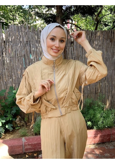 Butik Moda Ptkmks002 Üstü Kısa Fermuarlı Pantolonlu Takım Yeşil 001