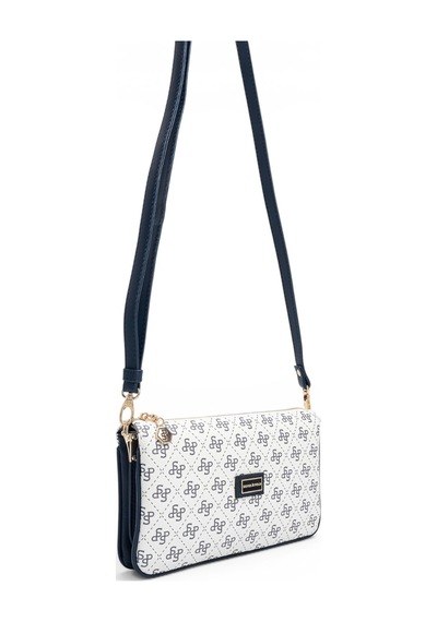Silver & Polo Silver Polo Beyaz - Lacivert Monogram Kadın Çapraz Çanta Sp1291