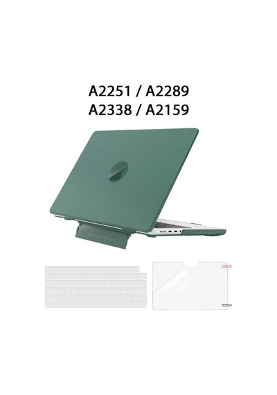 Apple Uyumlu MacBook Pro 13 M1-m2 Çip A2251-a2289-a2338-a2159 Standlı Kılıf + Klavye Kılıfı Ekran Koruyucu