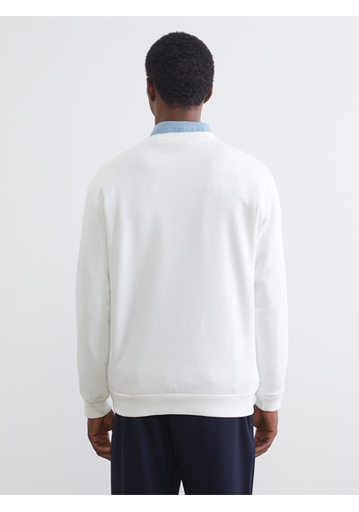 Lcw Vision Beyaz Bisiklet Yaka Baskılı Erkek Sweatshirt
