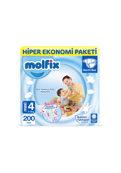Molfix Bebek Bezi 4 Numara Maxi Hiper Ekonomi Paketi 200 Adet