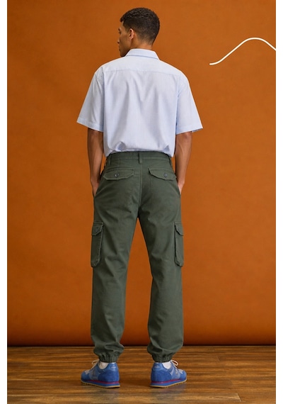 Tarz Cool Erkek Slim Fit Körüklü Jogger Paçası Lastikli Pantolon Haki