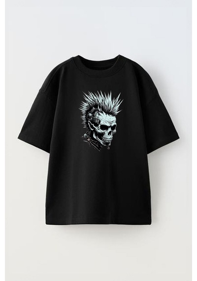 Thewert Unisex Learning Through Cool Coloring Tasarım Baskılı Pamuk Sıyah Oversize T-shirt Siyah
