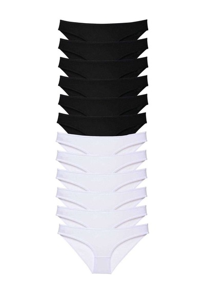 12 Adet Eko Set Likralı Kadın Slip Külot Siyah Beyaz Beden: Xl Standart