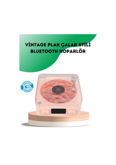 Retro Bluetooth Hoparlör Kristal Ses Gece Lambası Saatli Tasarım