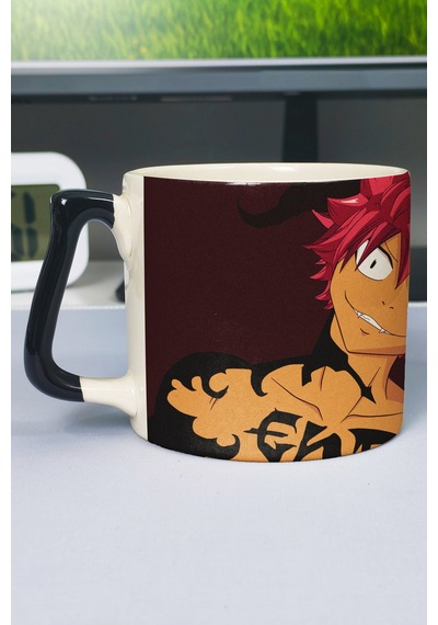 Fairy Tail Anime Baskılı Seramik Lüks Kupa 1 Adet Özel Siyah Kulp Dalga Kulp V2d Çok Renkli