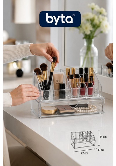 Büyük Boy Şeffaf Çekmeceli Makyaj Organizeri Xl Çok Bölmeli Kozmetik Düzenleyici, Masaüstü Makyaj Ve Takı Saklama Kutusu Şeffaf