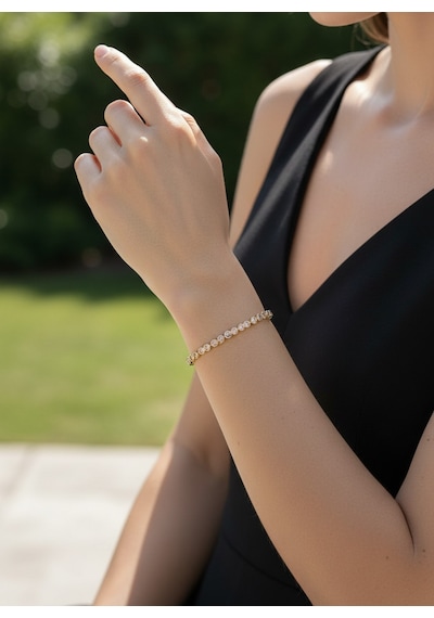 Valmont Accessories Kadın Gold Renk Toz Pembe Taşlı Su Yolu Bileklik
