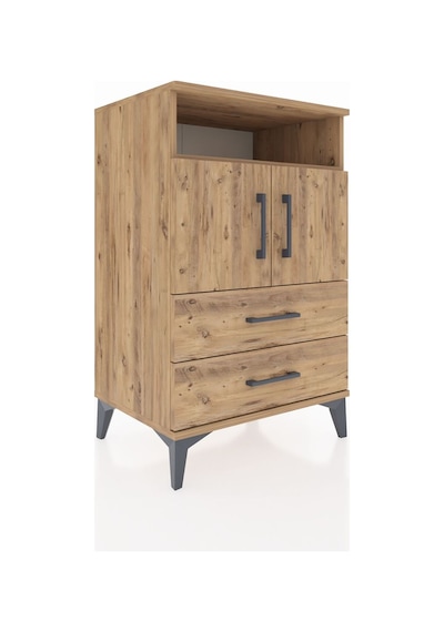 Hyperion Komodin 2 Raflı 2 Çekmeceli 2 Kapaklı 60x44x96 Çam-çam Çam