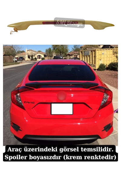 Honda Civic Fc5 Işıklı Spoiler Plastik Spoyler Rüzgarlık