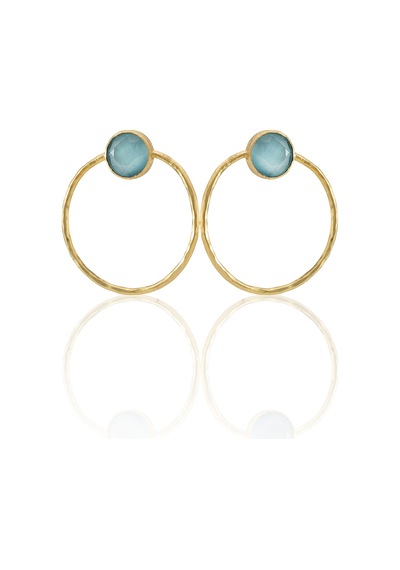 Kadir Jewellery 22 Ayar Altın Kaplama Kadın Halka Küpe -el İşçiliği Ve Hipoalerjenik Küpe Açık Mavi 05131181