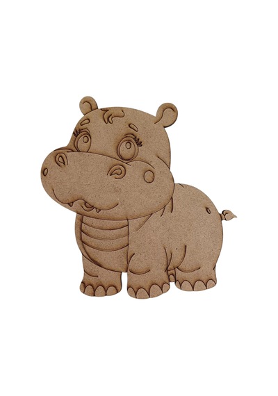 Boyanabilir Ahşap Su Aygırı Figürü 16x15 Cm 10 Adet