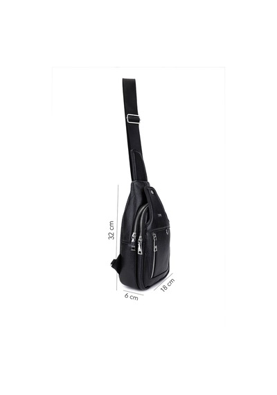 Tamer Tanca Erkek Hakiki Deri Siyah Floter Body Bag Çanta 1012 230204 Erk Cnt Sk25-26 Sıyah Fltr Siyah