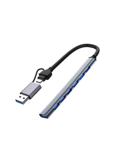 Lunatic 8030 Type-c Usb 3.0 7 İn 2 Portlu Hub Otg 7 Port Çoğaltıcı Pc Telefon Bilgisayar Uyumlu Veri Aktarımı Mouse Klavye Kullanımı İçin