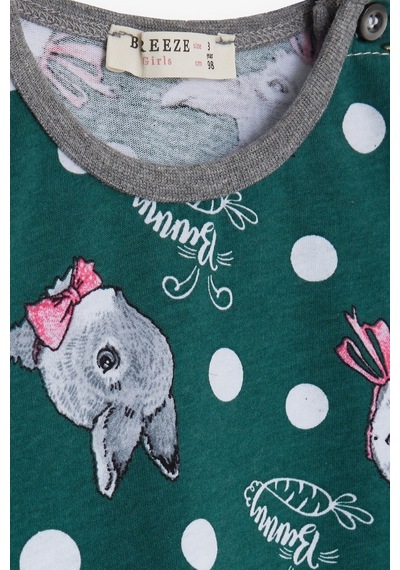 Breeze Kız Bebek Pijama Takımı Tavşancık Desenli 9 Ay-3 Yaş, Yeşil-yeşil Yeşil