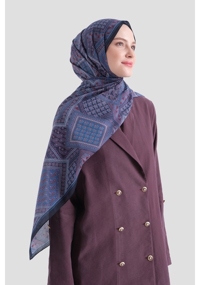 Armine Elegance Pamuk - İpek Şal As464 Siyah-mavi